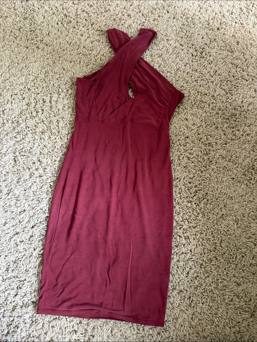 Papaya Burgundy Bodycon Dress with Keyhole front